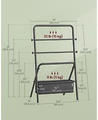 Foldable Towel Rack with 4 Hooks and Blanket Holder for Bathroom or Bedroom Use
