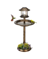 Outdoor Garden Birdbath with Solar Light for Illuminated Decor