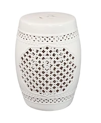 Marrakesh Lattice Ceramic Decorative Garden Stool - 17.75"