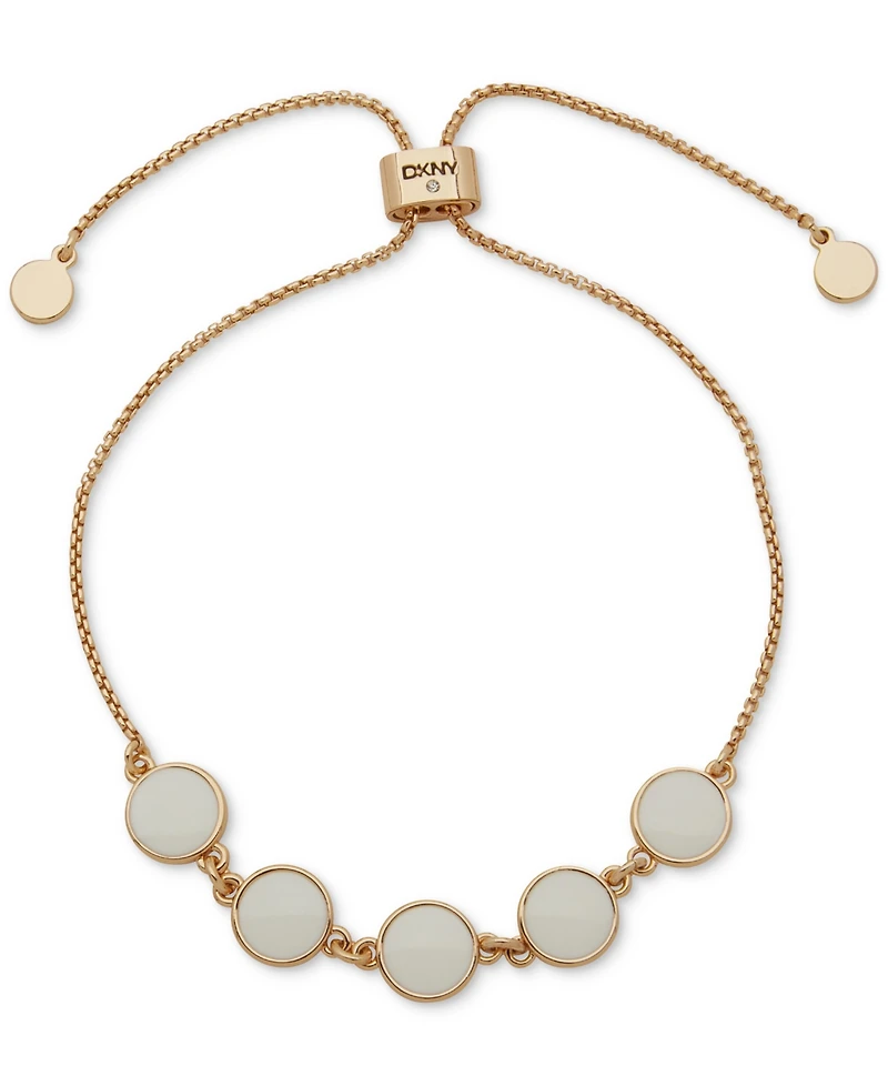Dkny Gold-Tone Five Color Disc Slider Bracelet