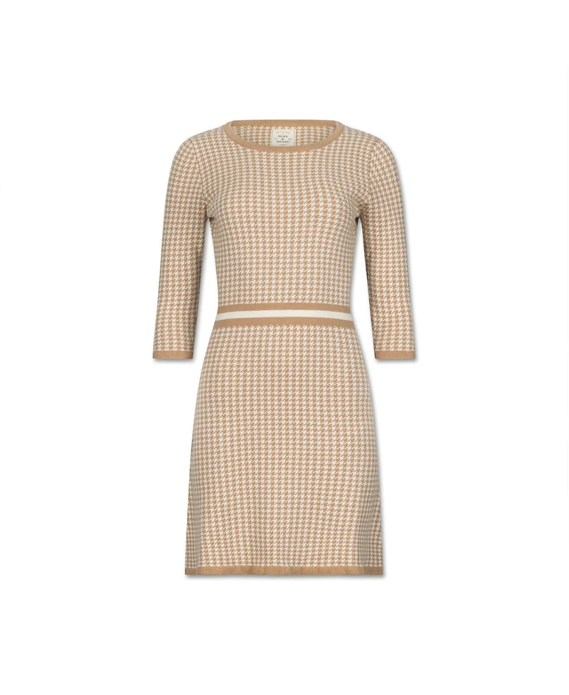 Hope & Henry Women's Organic Cotton 3/4 Sleeve Fit and Flare Sweater Dress