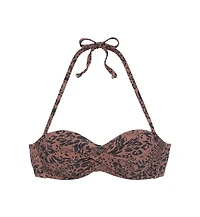 Lascana Women's Leopard Cheetah Print Bandeau Bikini Swimsuit Top Bra Sizing