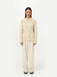 Gobi Cashmere Women's Ajour-Knit Cashmere Crew-Neck Sweater