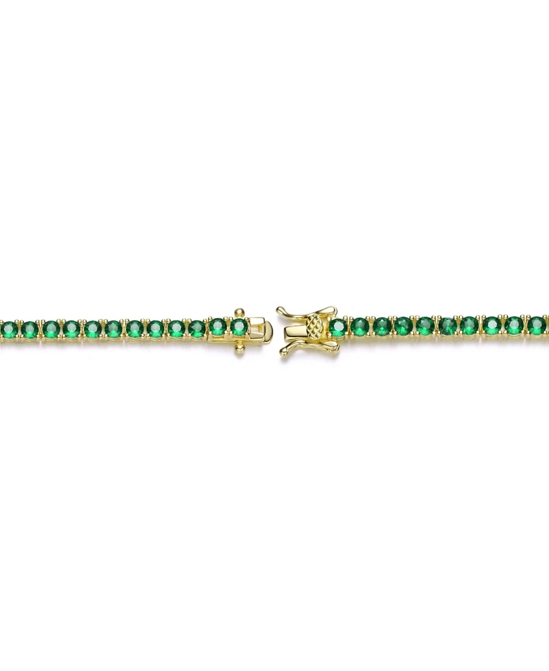 Sterling Silver with 3mm Colored Cubic Zirconia Tennis Bracelet White Gold Plated, Black 14K or 18K Rose Plated