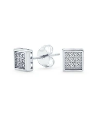 Bling Jewelry Geometric Hip Hop Square Cubic Zirconia Micro Pave Cz Stud Earrings .925 Sterling Silver