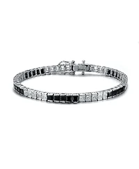 Sterling Silver with Colored Cubic Zirconia Tennis Bracelet White Gold Plated or 14K
