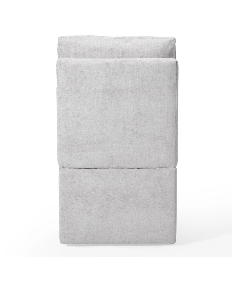 Modern Upholstered Chenille Armless Dining Chairs With Casters