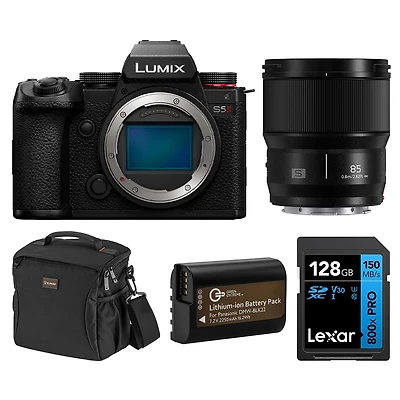 Panasonic Lumix S5II Mirrorless Camera, Bundle with 85mm f/1.8 Lens, Battery, Alpine 160 Shoulder Bag and 128GB Memory Card