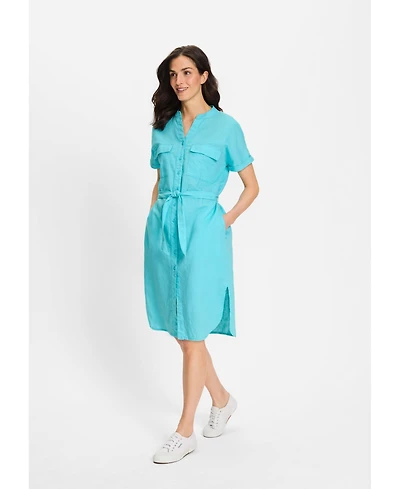 Olsen Women's Linen Blend Tunic Shirt Dress