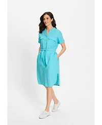 Olsen Women's Linen Blend Tunic Shirt Dress