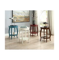 Round Solid Wood End Table with Shelf – Classic Design and Extra Storage