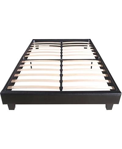 Solid & Manufactured Wood Bed Frame – Faux Leather Upholstered Headboard