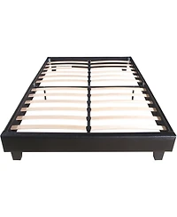 Solid & Manufactured Wood Bed Frame – Faux Leather Upholstered Headboard