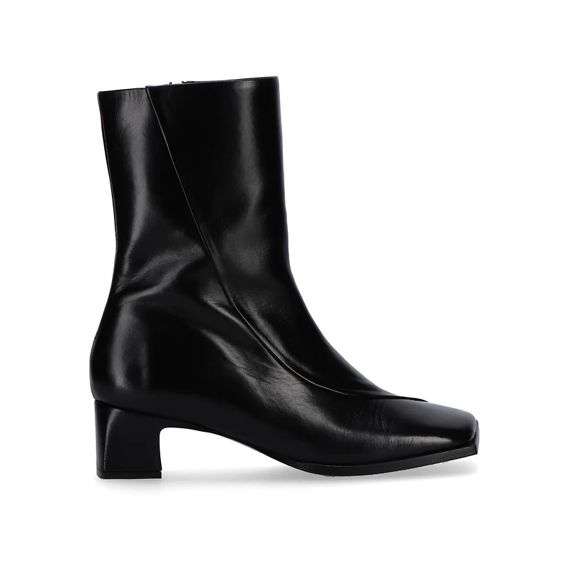 Chantal Black Leather Ankle Boots