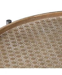 Sturdy Two-Tier Coffee Table with Wooden Top and Metal Frame