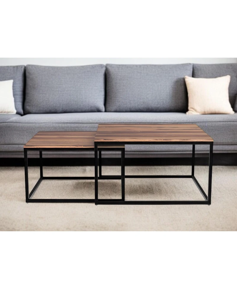 Solid Wood and Iron Square Coffee Table for Modern Living Room Decor