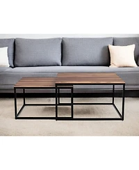 Solid Wood and Iron Square Coffee Table for Modern Living Room Decor