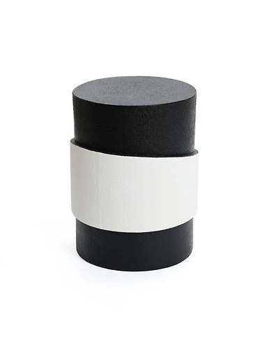 LuxenHome Modern Black and White Metal Round Side Table
