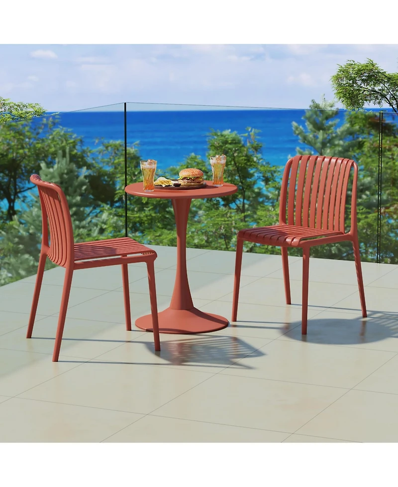 Outdoor Stackable Polypropylene Plastic Dining Side Chairs (Set of 2)