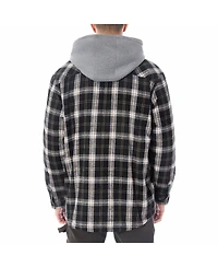 Smith's Workwear Men's Sherpa-Lined Hooded Flannel Shirt-Jacket with Inset