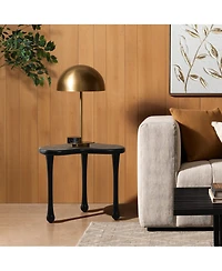 LuxenHome Black Wood Irregular Shape 19.9-Inch Tall Side Table
