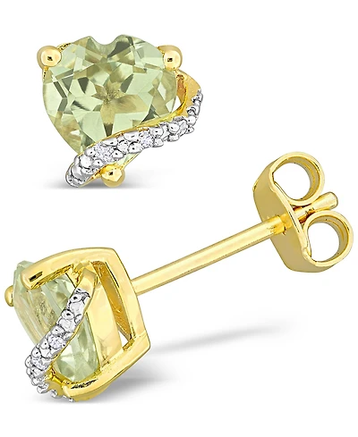 Delmar Lab-Created Pink Sapphire (2 ct. t.w.) & Diamond Accent Heart Stud Earrings Rose Gold-Plated Sterling Silver (Also Blue Topaz Green Qua