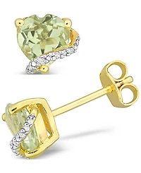 Delmar Lab-Created Pink Sapphire (2 ct. t.w.) & Diamond Accent Heart Stud Earrings Rose Gold-Plated Sterling Silver (Also Blue Topaz Green Qua