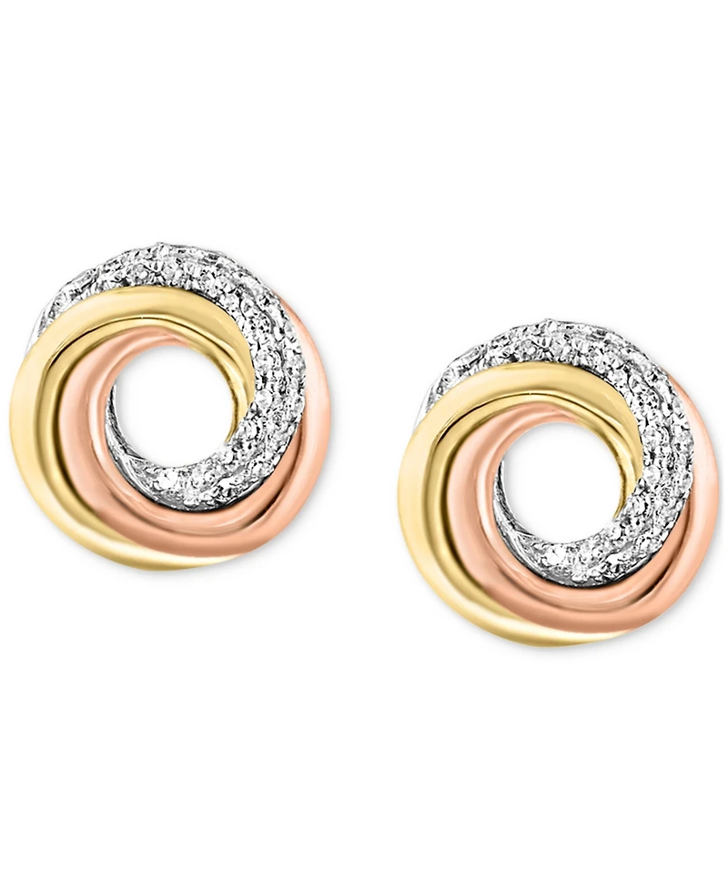 Lali Jewels Diamond Swirl Knot Stud Earrings (1/6 ct. t.w.) in 14k Tricolor Gold