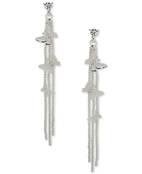 lonna & lilly Silver-Tone Crystal Butterfly Chain Linear Earrings