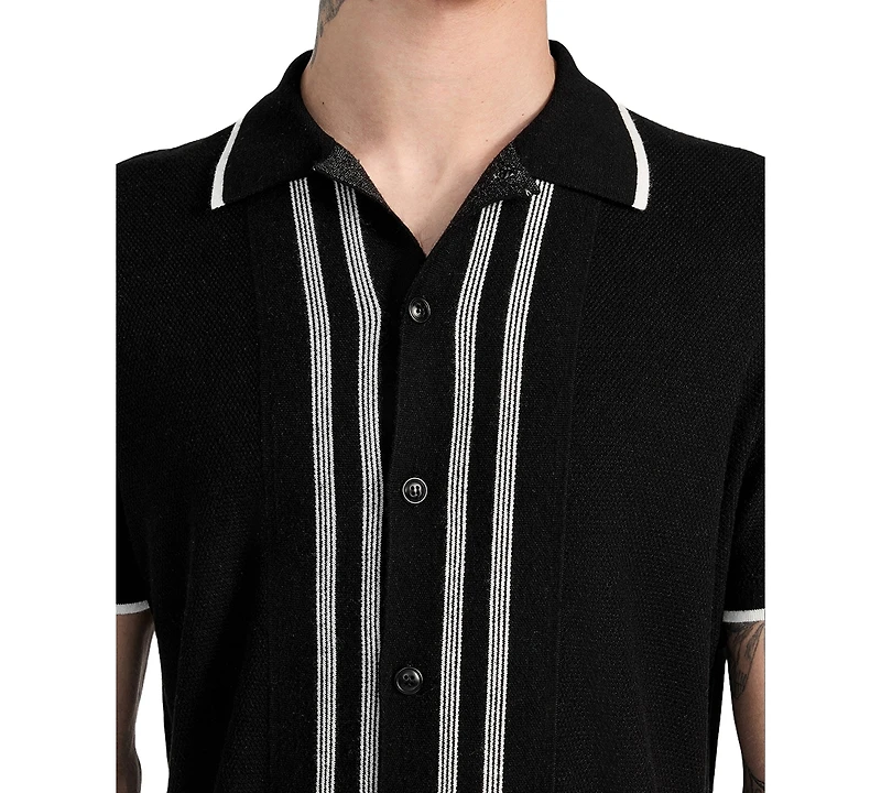 Guess Men's Tyler Striped Relaxed Sweater Polo