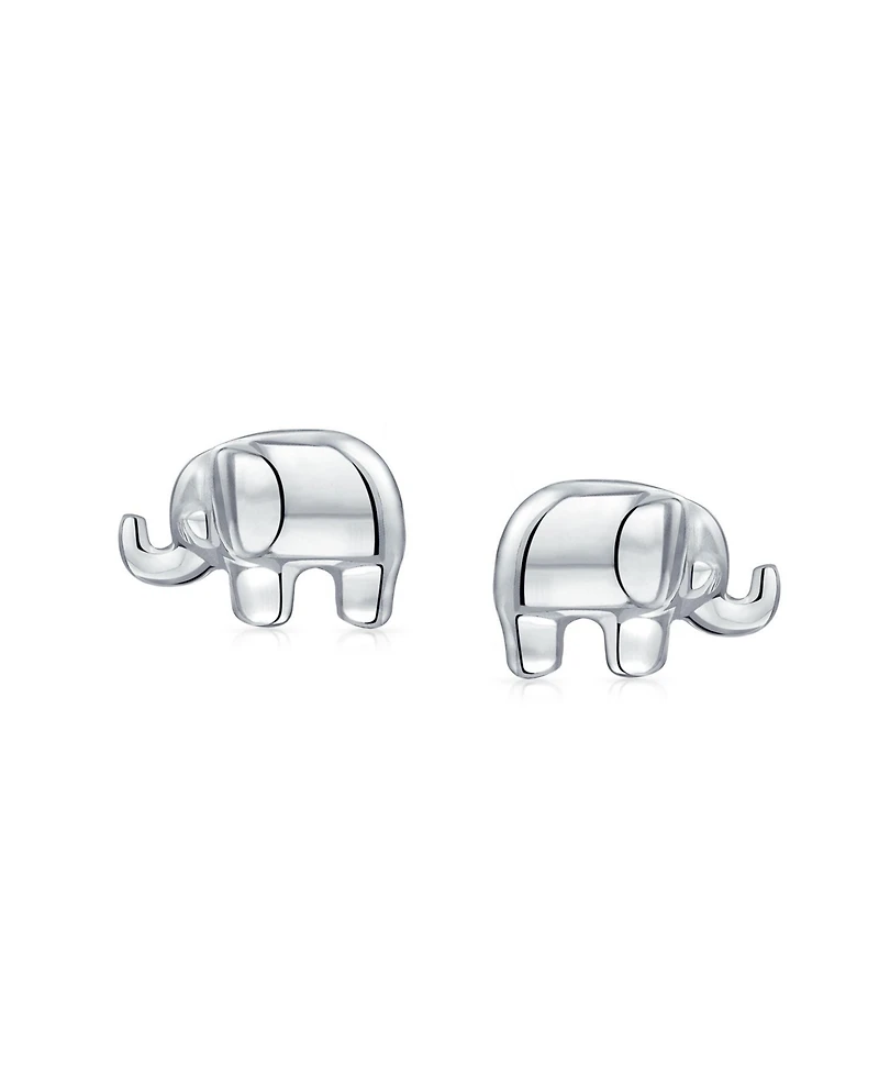 Bling Jewelry Lucky Elephant Wisdom Zoo Animal Lover Tiny Stud Earrings Finish .925 Sterling Silver
