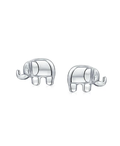 Bling Jewelry Lucky Elephant Wisdom Zoo Animal Lover Tiny Stud Earrings Polished Finish .925 Sterling Silver