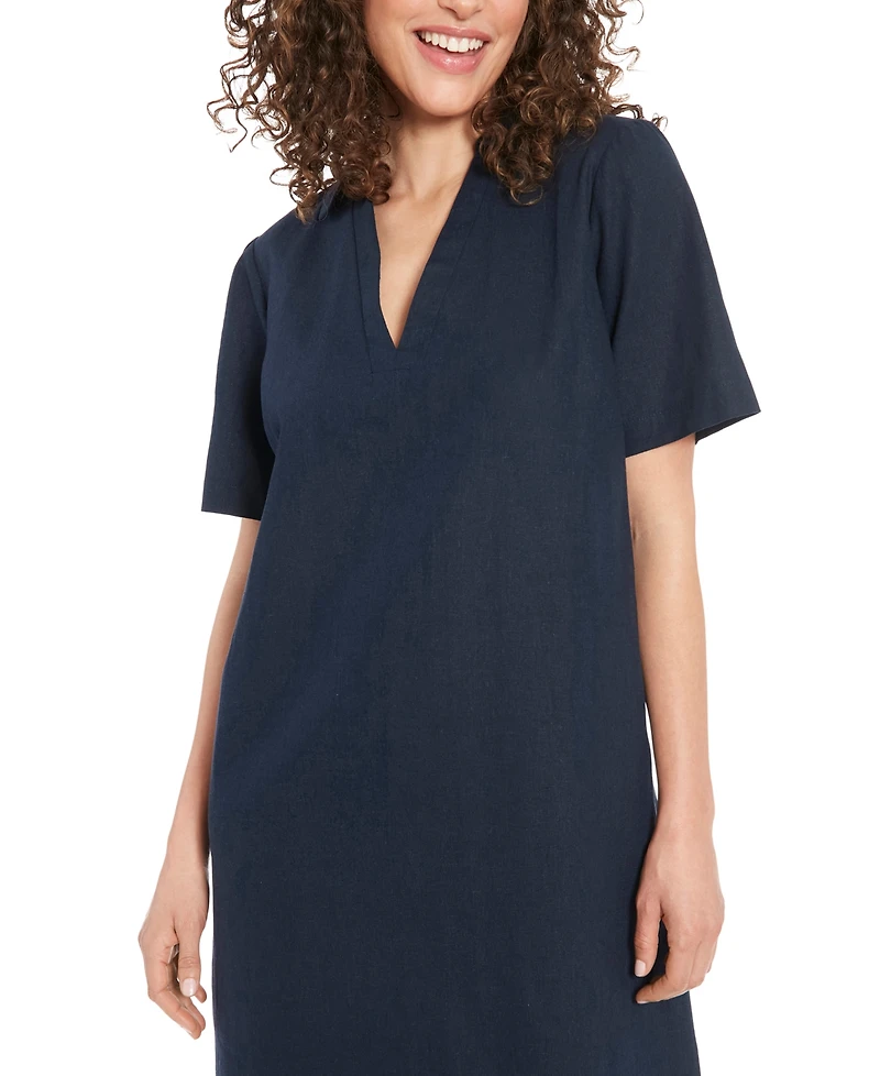 London Times Women's Spread-Collar Short-Sleeve Dress
