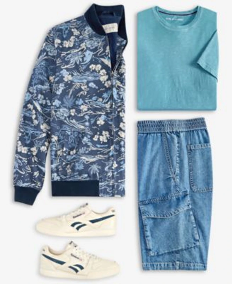 Sun Stone Mens Sun Kissed T Shirt Floral Print Bomber Jacket Denim Cargo Shorts Exclusively At Macys