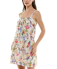 Taylor Petite Printed Pintuck-Bodice Sleeveless Shift Dress