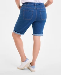 Style & Co Plus Mid-Rise Roll-Cuff Bermuda Denim Shorts, Exclusively at Macy's