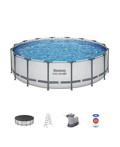 Bestway Steel Pro Max 16'x48" Round Above Ground Swimming Pool with Pump & Cover