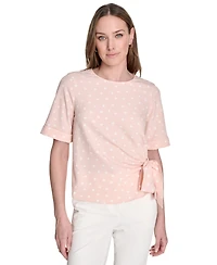 Tommy Hilfiger Women's Dot-Print Tie-Waist Short-Sleeve Top