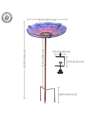 Deck-Mounted/Staked Glass Bird Bath - 10.5” Diameter