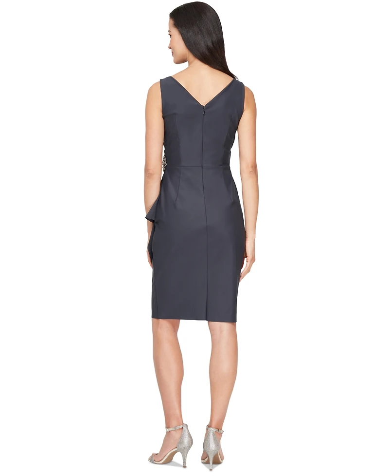 Alex Evenings Compression Embellished Ruched Sheath Dress