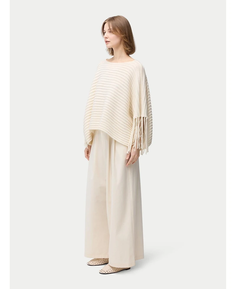 Gobi Cashmere Women's Fringed Sleeve Cashmere Poncho