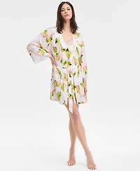 I.n.c. International Concepts Women's Lace-Trim Stretch Satin Robe