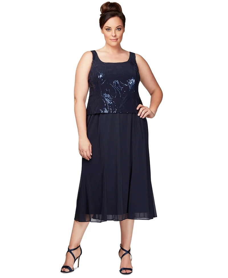 Alex Evenings Plus Sequined Chiffon Dress and Jacket