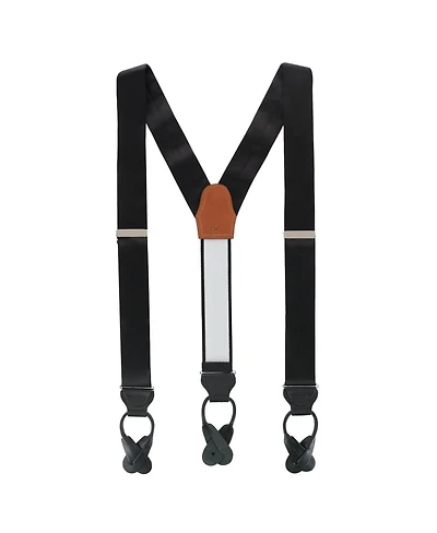 Trafalgar Men's Dutton Solid Colored Silk Button End Suspenders