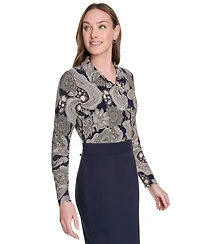 Tommy Hilfiger Women's Printed Long-Sleeve Knit Blouse