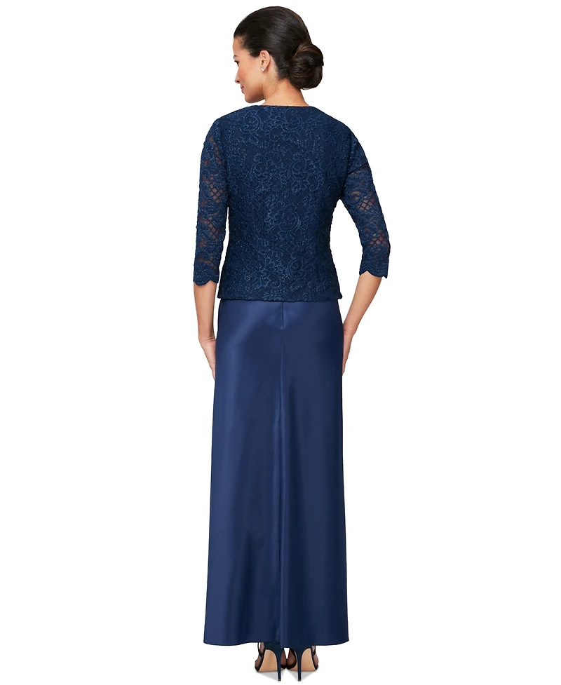 Alex Evenings Lace Jacket & Lace-Top Gown