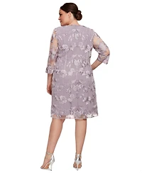 Alex Evenings Plus Embroidered Jacket Dress