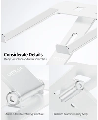 Urmust Foldable Laptop Stand, Height Adjustable Ergonomic Computer Stand for Desk, Aluminum Portable Laptop Riser Holder Mount Compatible with MacBook