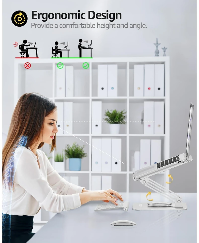 Urmust 360° Rotating Laptop Stand for Desk | Ergonomic Adjustable Aluminum Riser Holder, Fits 10-16" Laptops & Notebooks
