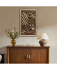LuxenHome Gold Metal Abstract Wood Framed 20"W x 32" H Wall Decor